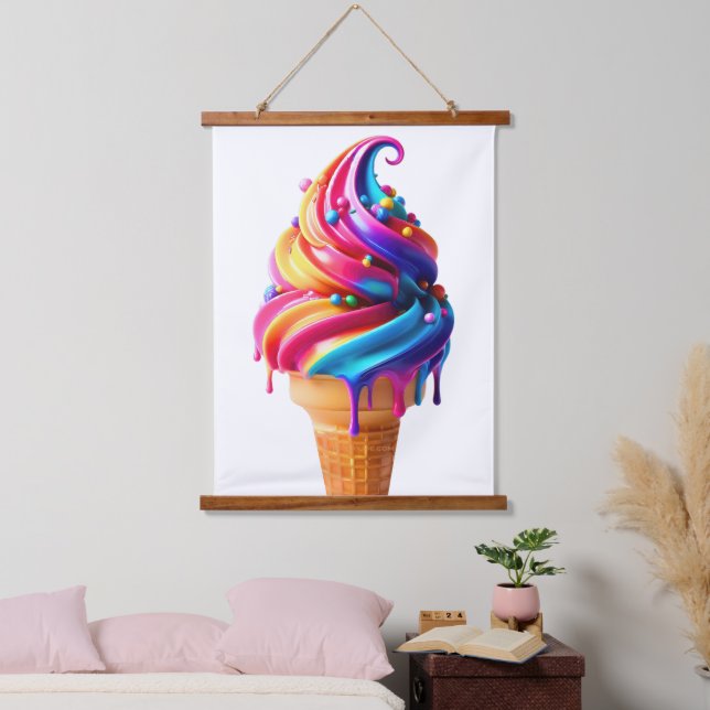 Tapisserie Suspendue SlipperyJoe's vibrante crème glacée cone classique (Chambre à coucher)