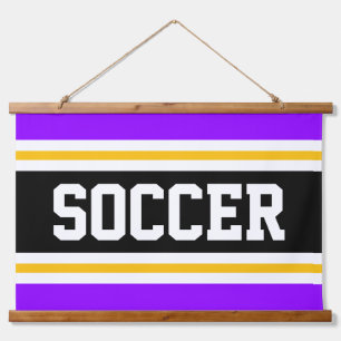 Tapisserie Suspendue SOCCER clair violet noir jaune blanc rayures