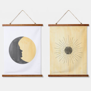Tapisserie Suspendue Soleil et lune jaunes