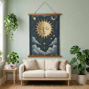 Tapisserie Suspendue Soleil Majestueux Étoile Céleste Art Mystique Spir