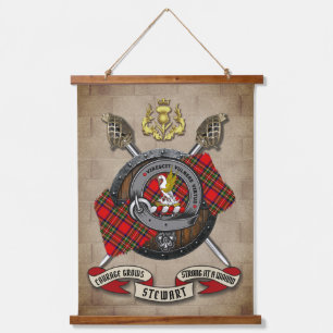Tapisserie Suspendue Stewart Clan Badge W/Crossed Swords Personnalisé