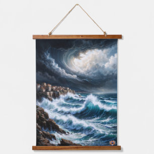 Tapisserie Suspendue Storm By A Mediterranean Coast AI Art by Xendor7