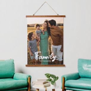 Tapisserie Suspendue Superposition de photo de script blanc de famille
