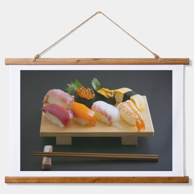 Tapisserie Suspendue Sushi Platter Harmony Tapestry – Taste of Japan (Devant)