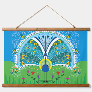 Tapisserie Suspendue Symétrie de paon enchanteur