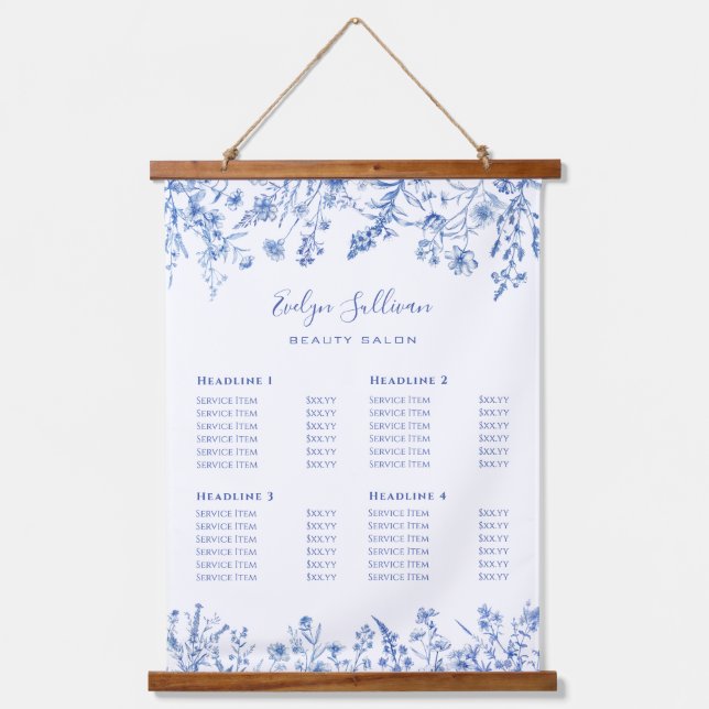 Tapisserie Suspendue Tarif Fleur sauvage bleu français (Recto)