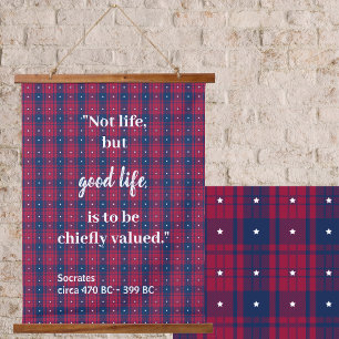 Tapisserie Suspendue Tartan - Patriotique - Bleu Rouge Blancs Étoiles B