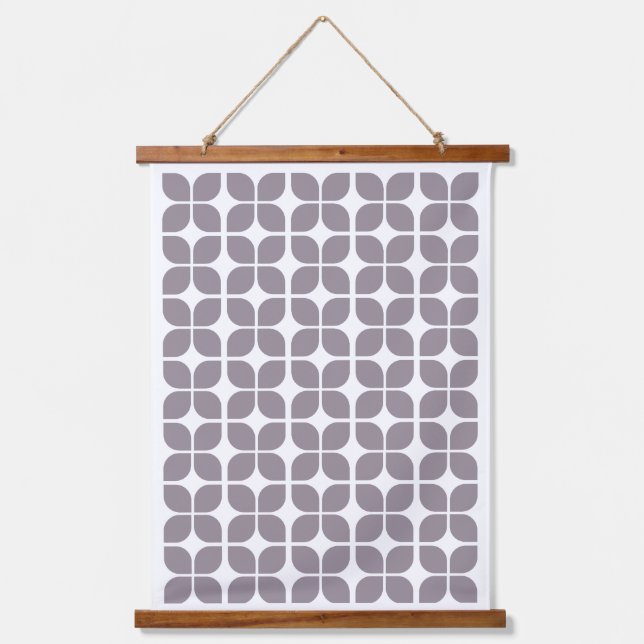 Tapisserie Suspendue Taupe de Motif de feuille géométrique rétro (Recto)