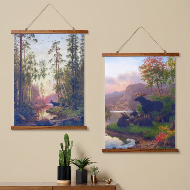 Tapisserie Suspendue Taureau et orignal de vache en pleine nature Rusti (Asymétrique)
