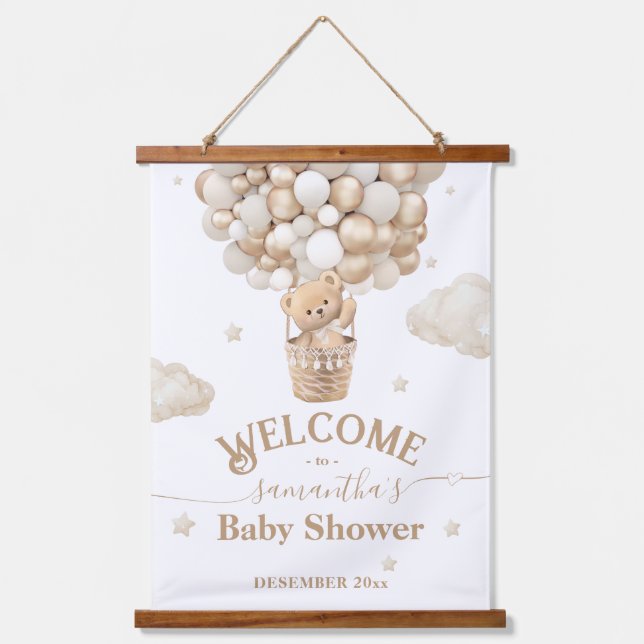 Tapisserie Suspendue Teddy Bear Balloon Bearly Wait Baby shower bienven (Recto)