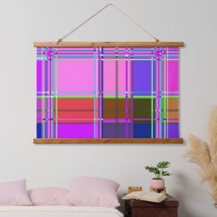 Tapisserie Suspendue Tissu à carreaux rose motif Madras