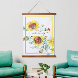 Tapisserie Suspendue Tournesols aquarelle personnalisés