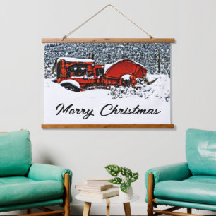 Tapisserie Suspendue Tracteur enneigé de Noël