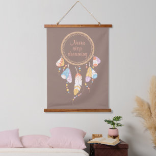 Tapisserie Suspendue Tribal Dreamcatcher Boho Citation Brown