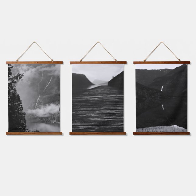 Tapisserie Suspendue Trio de Captures d'eau en noir et blanc (Tripler)