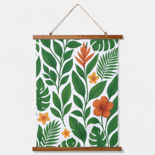 Tapisserie Suspendue "Tropical Jungle Floral Pattern - Vert & Orange"