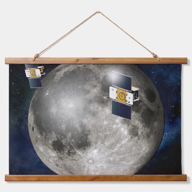 Tapisserie Suspendue Twin Grail Spacecraft Orbitant La Lune. (Devant)