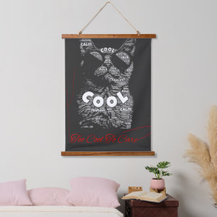 Tapisserie Suspendue Typographie de chat Too Cool To Care