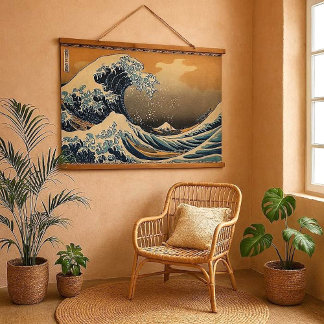 Tapisserie Suspendue Ukiyo-e Great Wave Japanese Hokusai Ocean Decor