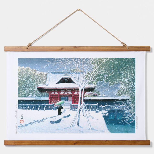 Tapisserie Suspendue ukiyoe - hasui - No.8 Neige au parc Shiba - (Devant)