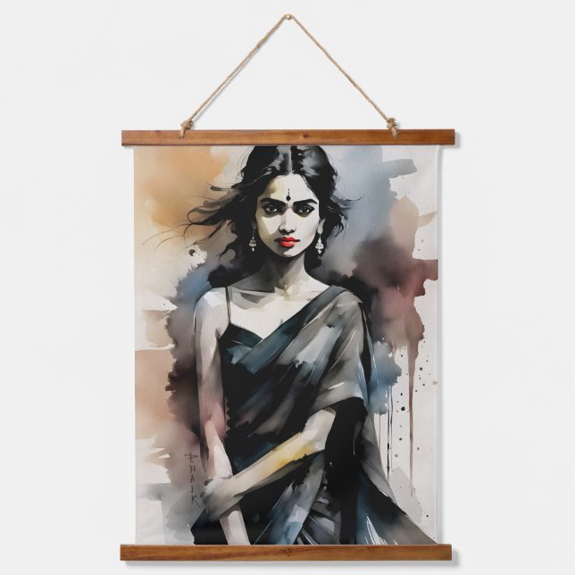Tapisserie Suspendue Une fille indienne en sari (Recto)