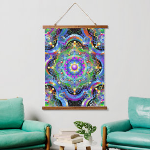 Tapisserie Suspendue Univers Mandala Couleurs Psychédéliques