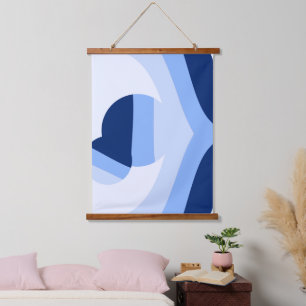 Tapisserie Suspendue Vague artistique abstrait de boule de vague bleue 