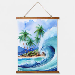 Tapisserie Suspendue Vague d'aquarelle de l'île Kai Aloha