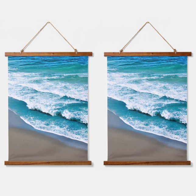 Tapisserie Suspendue Vagues de mer de plage tropicale (Double)