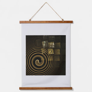 Tapisserie Suspendue Vagues dorées hypnotiques Art abstrait moderne