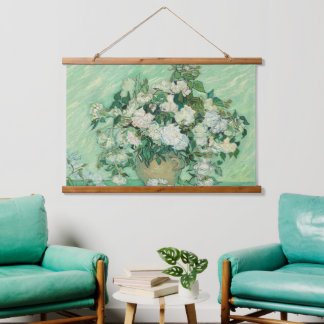 Tapisserie Suspendue Van Gogh Art Rose Célèbre mur en bois
