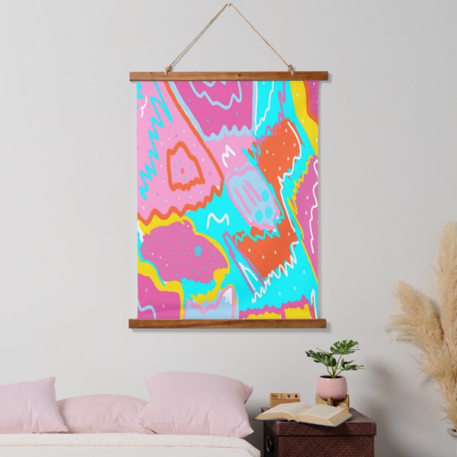 Tapisserie Suspendue Vibes d'été au bord de la piscine Art Abstrait (Chambre à coucher)