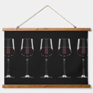Tapisserie Suspendue Vins avec vin rouge sur noir