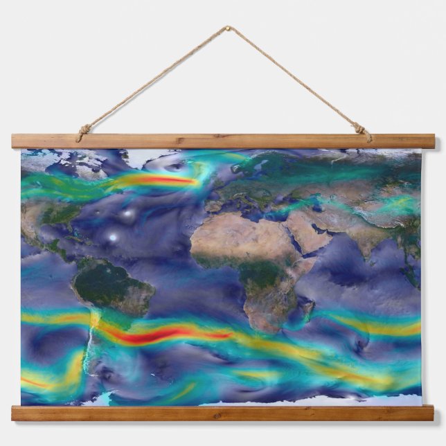 Tapisserie Suspendue Visualisation Des Vents Mondiaux. (Devant)