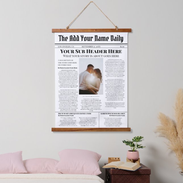 Tapisserie Suspendue Votre propre article d'actualité de première page  (Chambre à coucher)