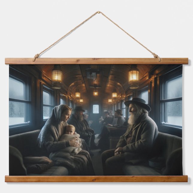 Tapisserie Suspendue Voyage en train d'hiver rustique - Nostalgie Vinta (Devant)