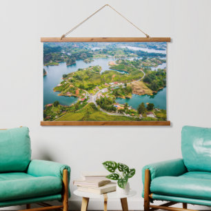 Tapisserie Suspendue Vue imprenable sur Guatape Antioquia Ciel ensoleil
