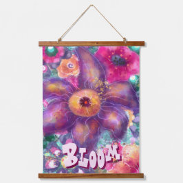Tapisserie Suspendue Whimsical Floral Abstract Art Teal Personalized