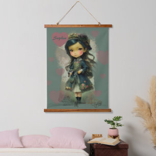 Tapisserie Suspendue Whimsical Kawaii Fairy Tale Girl