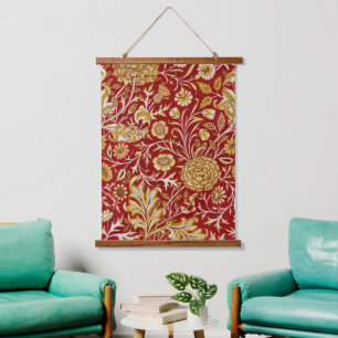 Tapisserie Suspendue William Morris Cherwell Motif Floral Rouge