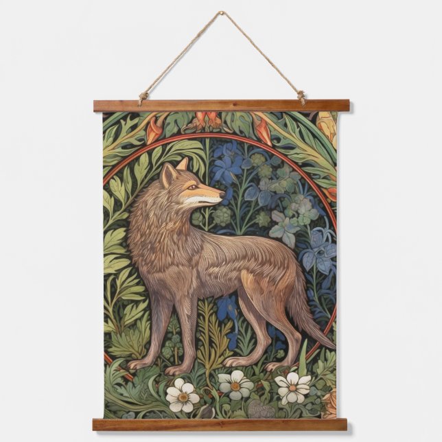 Tapisserie Suspendue Wolf dans la forêt Art nouveau (Recto)