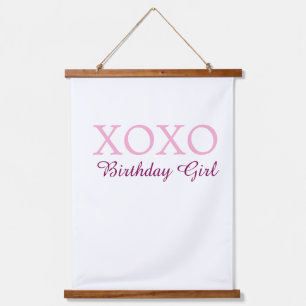 Tapisserie Suspendue Xoxo nom de fille d'anniversaire rose mauve simple
