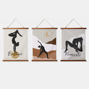 Tapisserie Suspendue Yoga silhouette méditation Balance Namaste zen