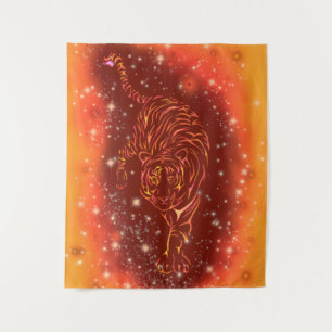 Tapisserie Tigre Courant En Galaxie Starry Night