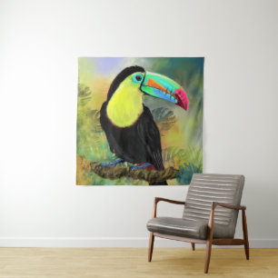 Tapisserie Toco Tropicale Exotique Peinture Oiseau