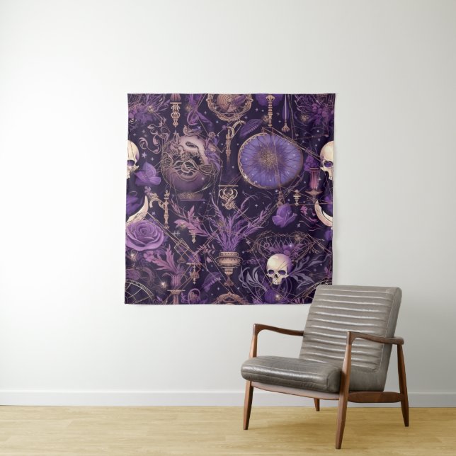 Tapisserie vintage mystique pourpre (En situation)