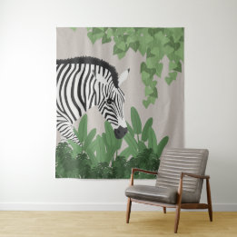 Tapisserie Zèbre parmi les feuilles