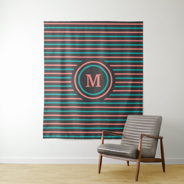Tapisserien für benutzerdefinierte Monogramm Strei Wandteppich (Beispiel)