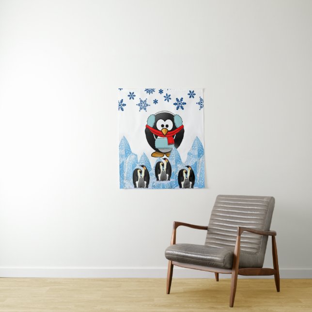 Tapisseries Penguin de Noël (En situation)