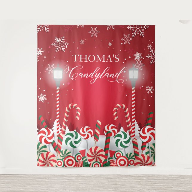 Tapiz Candyland holidays christmas banner backdrop Wandteppich (Vorderseite)